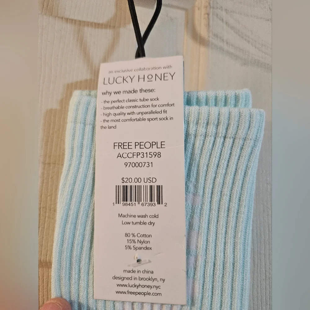 FP Movement x LUCKY HONEY COLLAB Last Lap Tube Socks: BLUE: NEW WITH TAGS